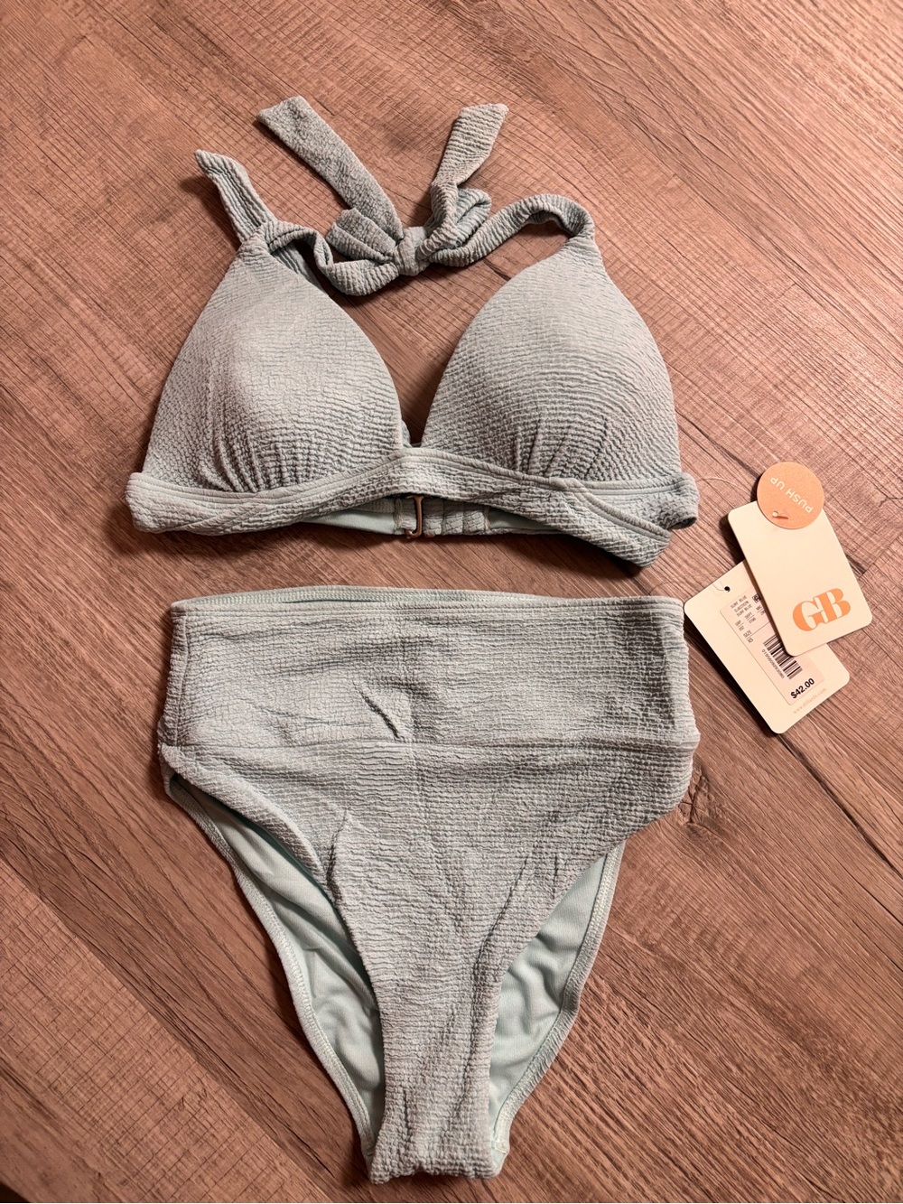Gianni Bini Sage Textured Halter Bikini Set